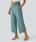 Breezeful™ - Pantaloni incrociati plissettati con vita alta e tasche laterali