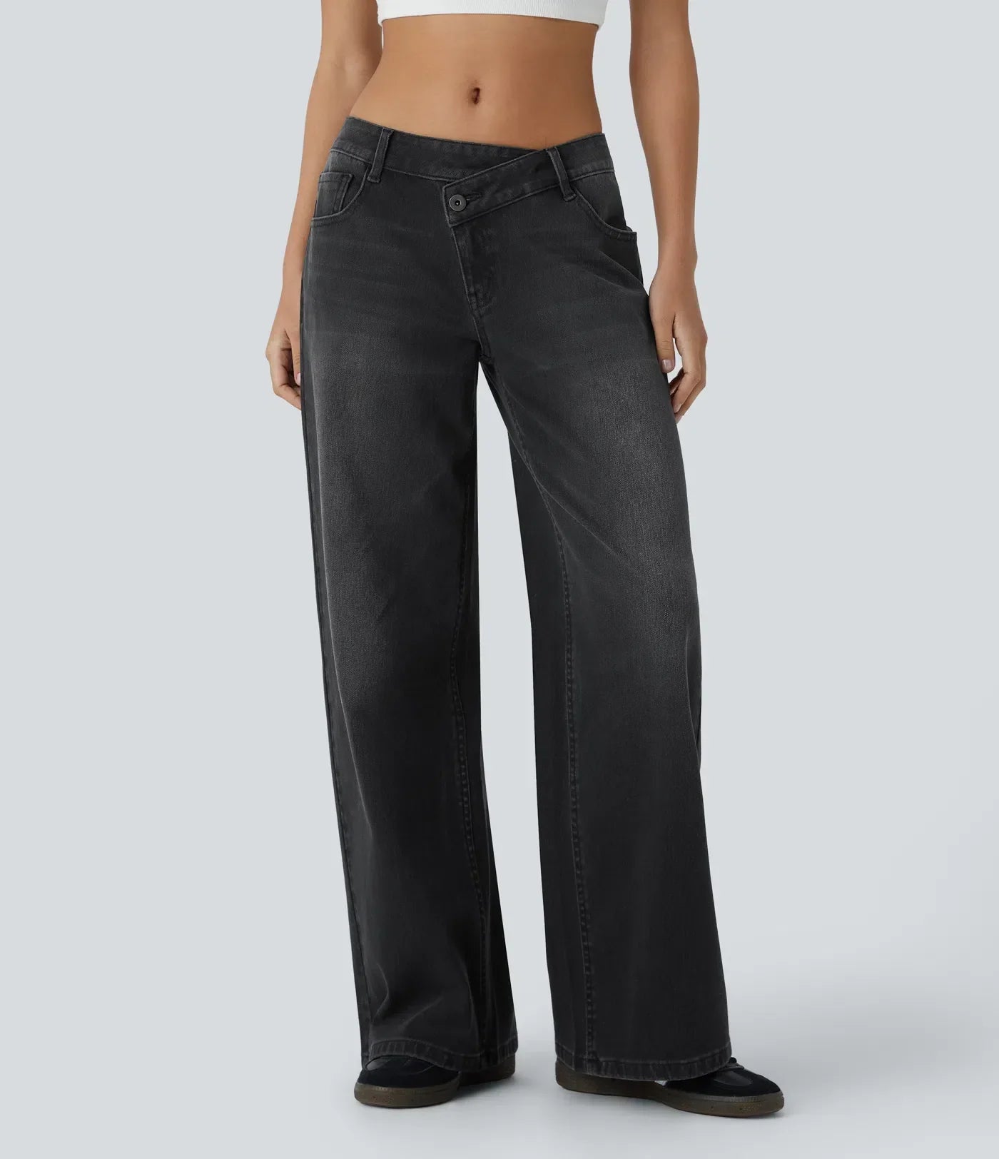 ColaFlex™ Low X - Jean a vita bassa con chiusura a bottone e zip, tasche multiple a gamba larga