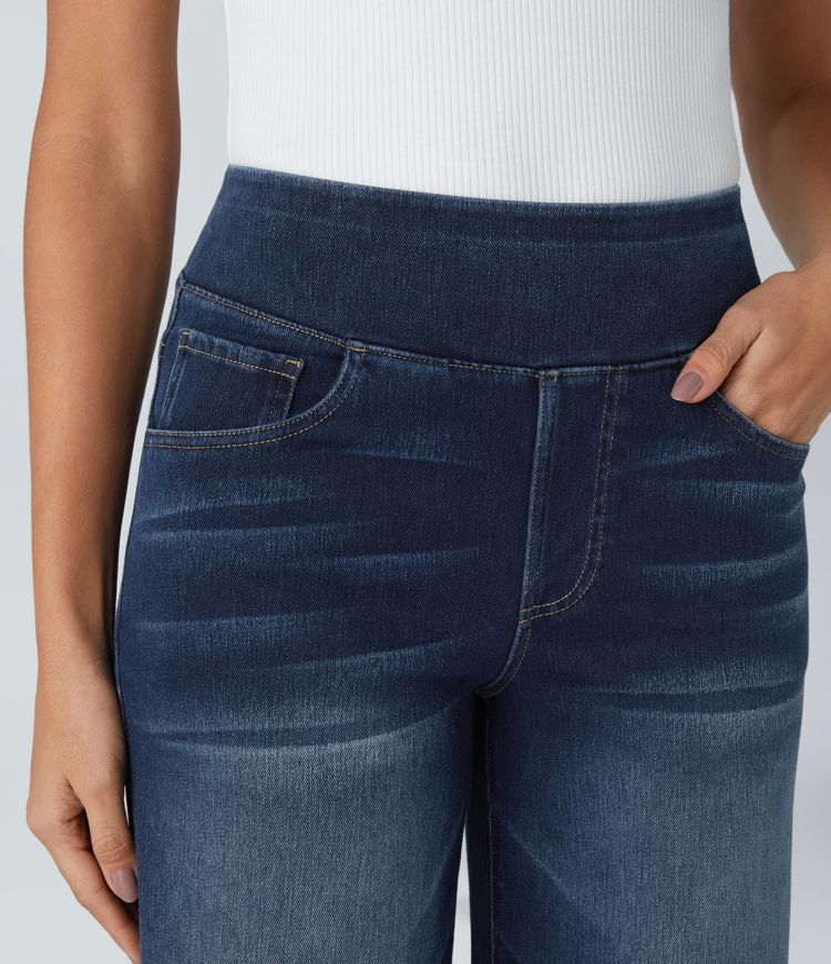 ColaFlex™ Jeans casual con vita alta, tasche multiple e gamba larga