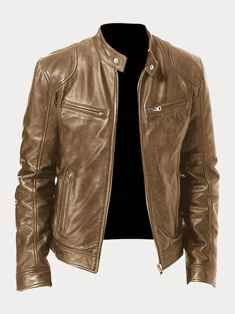 Giacca di pelle casual da uomo