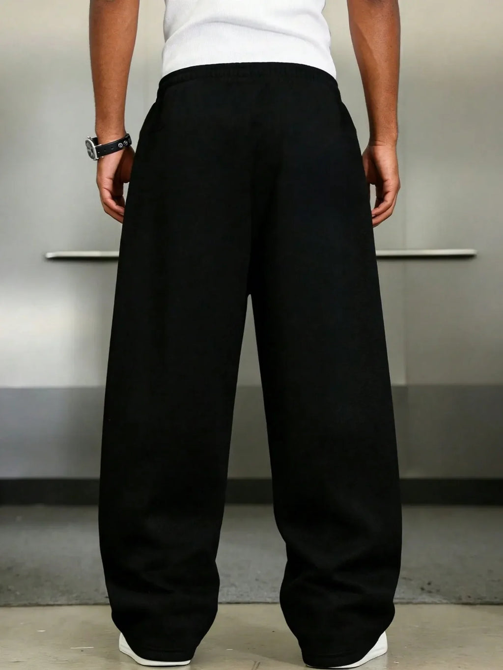 Pantalons Noir de survêtement décontractés coupe ample pour hommes