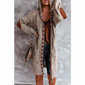 Cardigan lungo sciolto con cappuccio